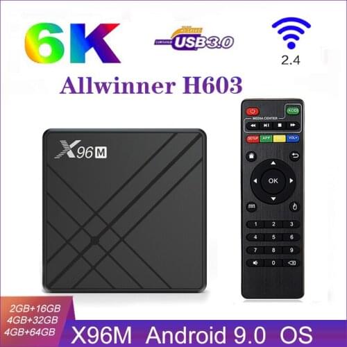 X96M Android 9.0 Allwinner H603 Cortex-A53 Quad Core 64 Bit 4GB RAM/32GB ROM 2.4G WiFi Support TF Card 6K Smart TV Box