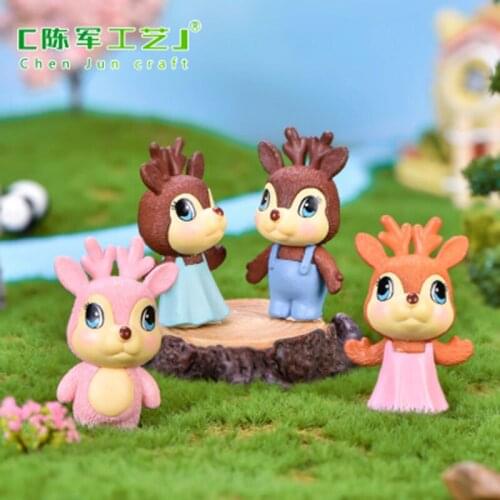 ZOCDOU1 Piece Cute Animal Fawn Small Statue Little Figurine Crafts Figure Ornament Miniatures