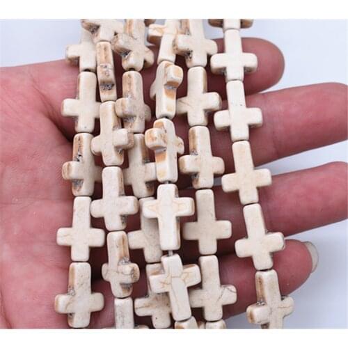 1string 16x12x4mm White Color Cross Shaped Stone Beads For Making DIY Necklace Bracelet Personality Jewelry