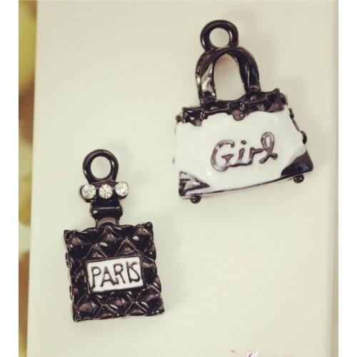 10pcs/pack Bag Perfume Enamel Charms Metal Pendant Earring DIY Fashion Garment Jewelry Accessories