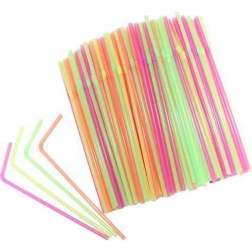 100 pcs Disposable Drinking Straws, Plastic Drinking Straws for Birthday, Wedding, Baby Shower, Celebration and Party,Random Col