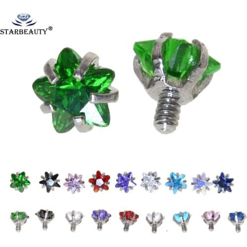 5Pcs/Lot 3-5mm Star Zirconia Replacement Piercing Ball Outernal Threaded Lip Eyebrow Ball 16G/14 Gauge Piercing Ball Jewelry