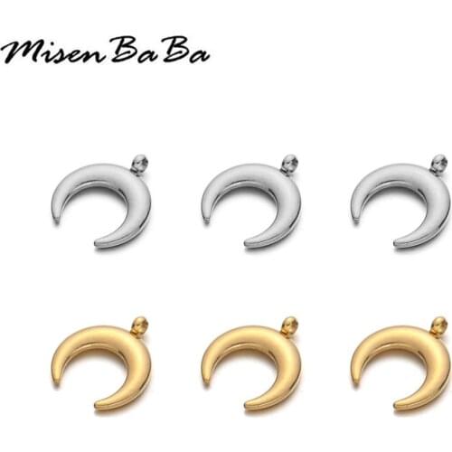 5PCS/lot Crescent Moon Charms Stainless Steel Moon Charm Pendants For Diy Necklace Bracelet Jewelry Making