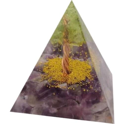 60mm Orgone Amethyst Crystal Pyramid Reiki EMF Protection Yoga Natural Gemstone Stone Figurine Office Decor Jewelry DIY