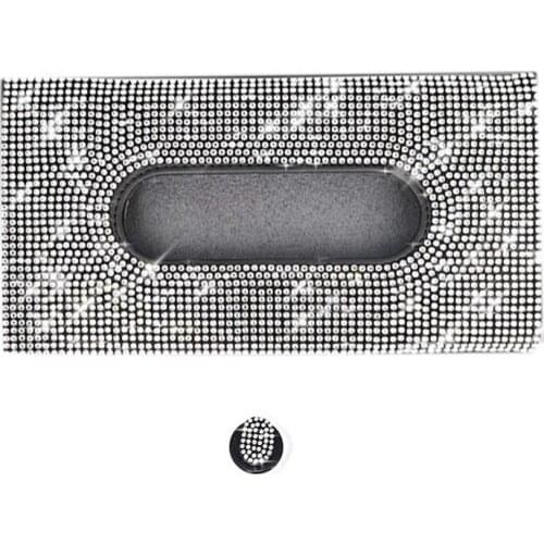 Car Visor Mask Holder Leather Sparkling Bling Crystals Cover Case & Glitter Mask Hook Clip Car Accessories for Women