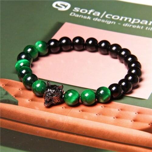 8mm tiger eye stone beads bracelet for men women jewelry pulseras wolf bracelets bijoux femme pulseras mujer homme armband