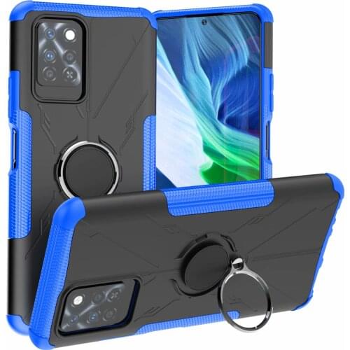 Armor For Infinix Note 10 Pro NFC Case Tempered Glass Silicon Holder Stand Ring Tecno Pop 5 Hard Cover