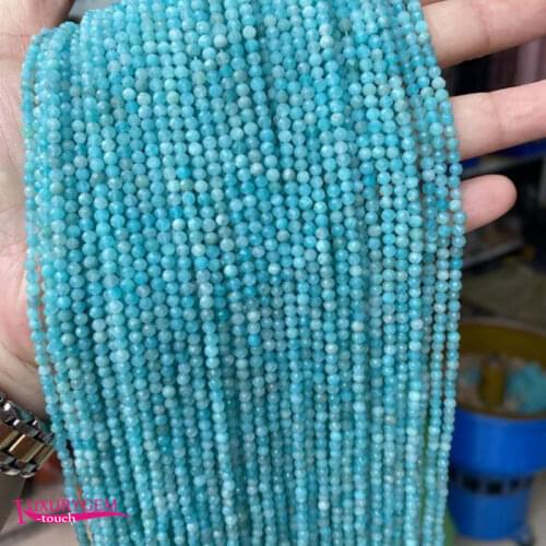 Natural Tian He Stone Loose Small Beads High Quality 3mm Faceted Round Shape DIY Gem Jewelry Accessories 38cm wk368