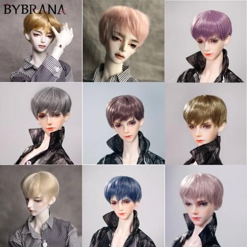 Bybrana 1/3 1/4 1/6 Short Straight Boy Multiple Colour Hair BJD Wigs For Dolls