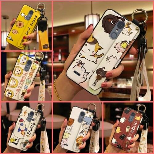 Lanyard Cartoon Phone Case For LG Aristo3/Aristo2 Cover Back Cover Silicone TPU Shockproof For Woman