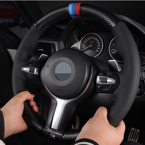 Black Carbon Fiber Leather Car Steering Wheel Cover For BMW F87 M2 F80 M3 F82 M4 M5 F12 F13 M6 F85 X5 M F86 F33 X6 M F30 M Sport