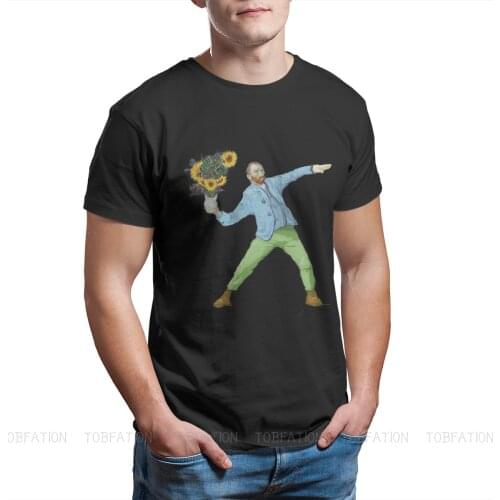 Van Goghsky Banksy Graffiti Wall Art Tshirt Graphic Punk T shirt Tops Homme Pure Cotton Ofertas Tees