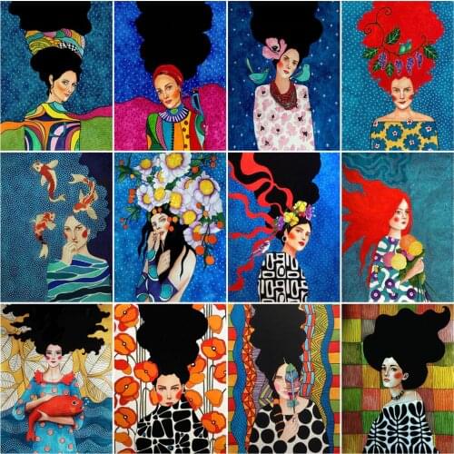 Painting By Numbers Girl Flower Paint By Numbers For Adults Portrait Home Decor Arcylic Oil Painting Hand Paint Kit