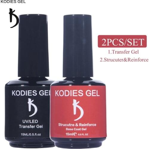 KODIES GEL 2 PCS/Set Reinforce Gel Nail Polish Transfer Foil Gels Varnishes 15ML Semi Permanent UV Paint Lak for Nail Stickers