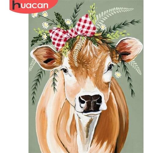 HUACAN Diamond Painting Kit Cow Handicraft Full Square Diamond Embroidery Animal Mosaic Sale Hobbies And Crafts