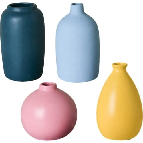 Ceramic Tabletop Vase For Flower Arrangement Austere Home Decorative Flower Pot Artificial Flower Holder Table Centerpiece