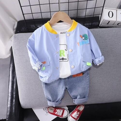 HYLKIDHUOSE Baby Boys Girls Clothing Sets 2021 Autumn Kids Sportswear Children Cartoon Coats T Shirt Pants Infant Clothes Outfit