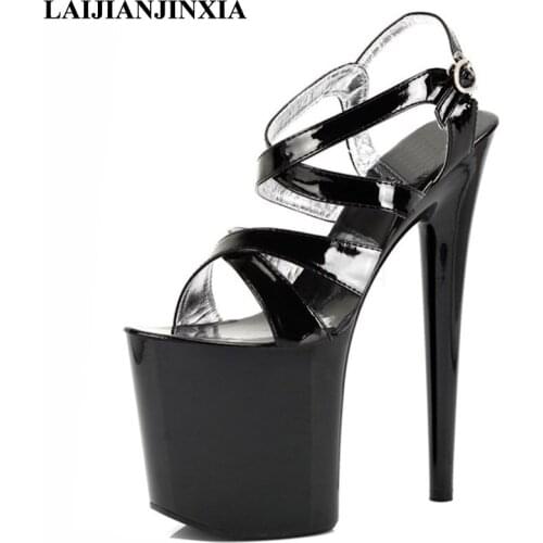 LAIJIANJINXIA 2018 Summer Women Dancing Shoes Nightclub Party Queen 20cm Ultra High Heels Platform Sandals Pole Dance Shoes