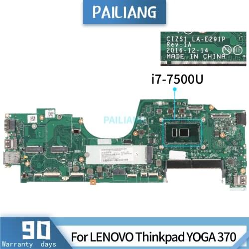 PAILIANG Laptop motherboard For LENOVO Thinkpad YOGA 370 Core SR2ZV i7-7500U Mainboard LA-E291P TESTED DDR3