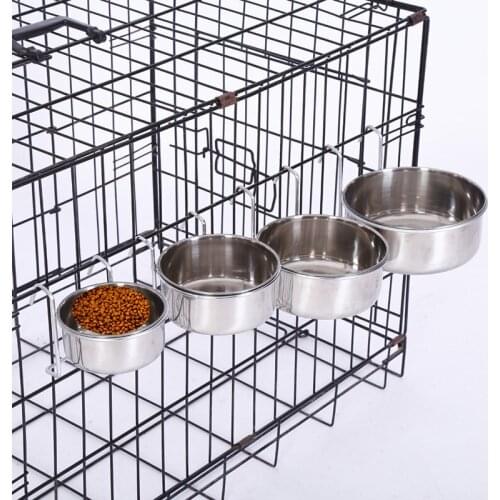 Dog Bowl Stainless Steel Dog Food Bowl Hanging Dogs Bowls for Feeding Drinking Pet Products Dogs Feeder Pet Supplies Accessories