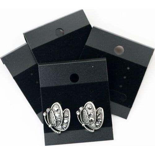 Fashion 1000PCs Black Plain Plastic Hanging Earring Cards With Lip Jewelry Display Hang 44*52MM
