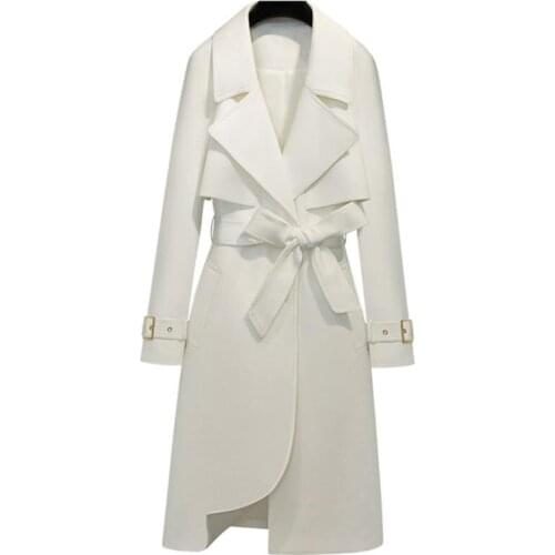 Fashion Womens Windbreaker Coat High-end Lady Outerwear 2021 Spring Autumn New Women Trench Coat All-Match Suit Collar Overcoat