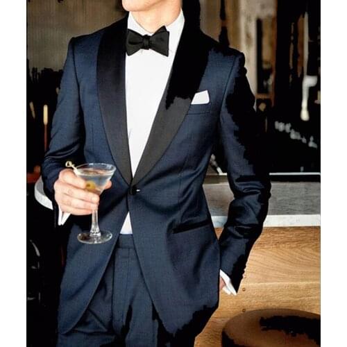 Fashion Handsome Groom Tuxedos Shawl Lapel Groomsmen Men Wedding Suits One Button Best Man Party Suit (Jacket+Pants+Tie)