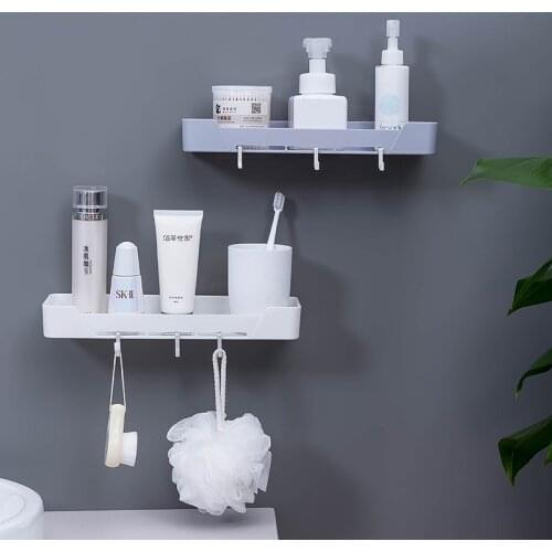 Home Storage Organizers Kitchen Bathroom Storage Suction Baskets Holders With 3 Hook Racks Easy Shower Shelves