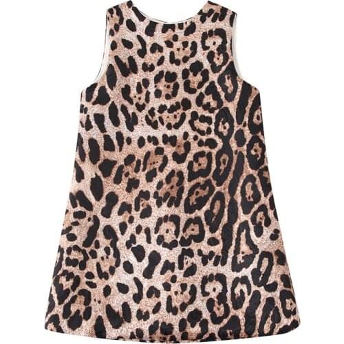 Girls Dress Leopard Print Vestidos Kids Dresses for Girls Clothes Sleeveless New Year Costume Children Clothing Princess Dress