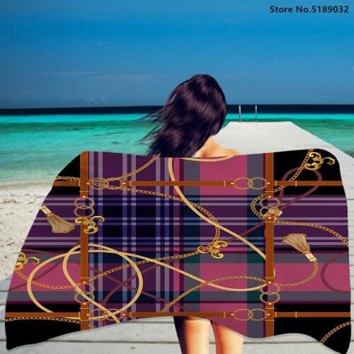 Chain Diamond Print Beach Towel Microfiber Towel Fast Drying Camping Towel Gym Yoga Sports Swimming Towel Quick Dry Beach Towel