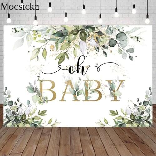 Oh Baby Backdrops Green Leaf Jungle Baby Shower Newborn First Birthday Party Background Cake Table Decor Portrait Photo Studio