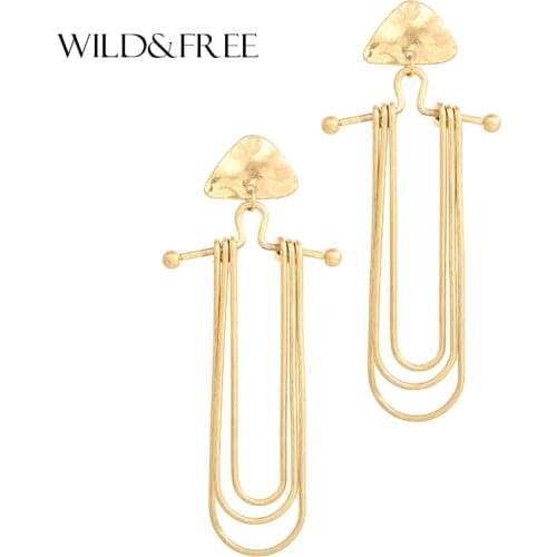 Wild&Free 2018 New Long Geometric Metal Dangle Earrings High Quality Multilayer Drop Earring For Women Fashion Jewelry Wholesale