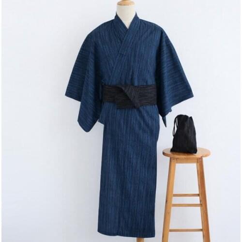 Japanese kimono Men bathrobe Cotton Robe Long Spring Daily