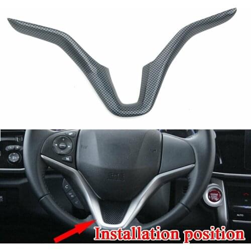 Carbon Fiber Color ABS Car Steering Wheel Panel Cover Trim For Honda City 2015-2017