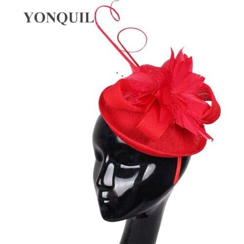 Women Weddings Fascinator Gorgeous Feather Flower Adron Hat Bridal Wedding With Ostrich Quill Headwear Ladies Headpiece Handmade
