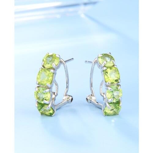 GEMS BALLET 925 Sterling Silver Gemstone Earrings Natural Peridot Black Garnet Mystic Topaz Womens Hoop Earrings Fine Jewelry