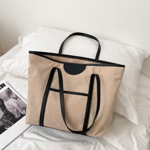 Women Corduroy Bags Shoulder Bag Wome Patchwork PU Ladies Hand Bags Big Bag Tote Bag