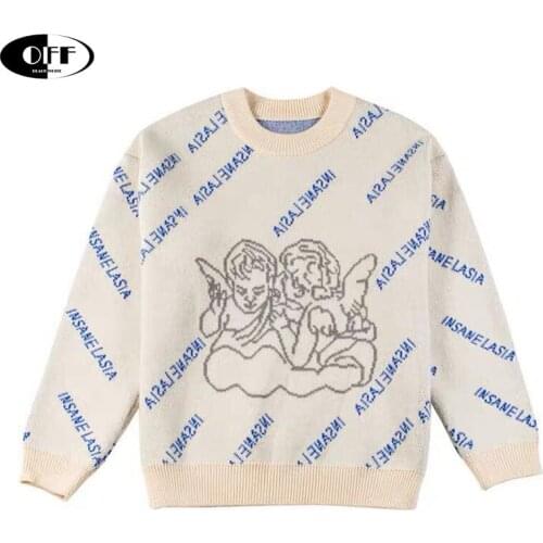 Autumn Winter Loose Women Sweaters Gothic Casual Long Sleeve Oversized Vintage Letter Knitted Tops Lady Harajuku Pullovers Femme