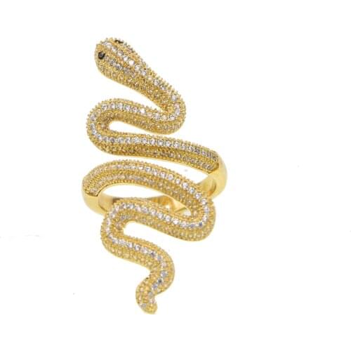 Fashion Snake Ring with Full Micro Paved CZ For Women Gold Color Heavy Metals Punk Rock Ring Vintage Animal Jewelry Wholesale