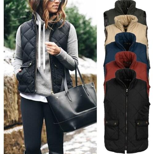 Crew Neck Women Feather Coat Sleeveless Womens Jackets Zipper Thin Down Coat Plus Size Winter Slim Fleece Warm Waistcoat 2019