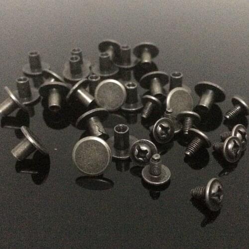 100Pcs 10X7MM Antique Silver Round Flat Spikes Metal Flat Studs Rivets Screwback Spots Cone Leather Craft Spikes For DIY Making