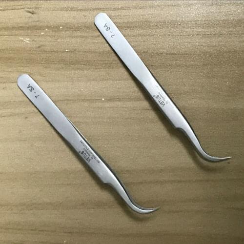 2PC High Precision Stainless Steel eyelashes VETUS Tweezers Straight / Curved Optional Repair Tool ESD