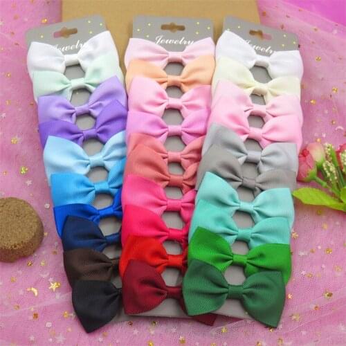 20PCS/Card Lovely 10 Diff Colors Ties Bow Creativity Hairpins For Baby Girls Clip Goth Barrette Scrunchy Kids Hair Accessories