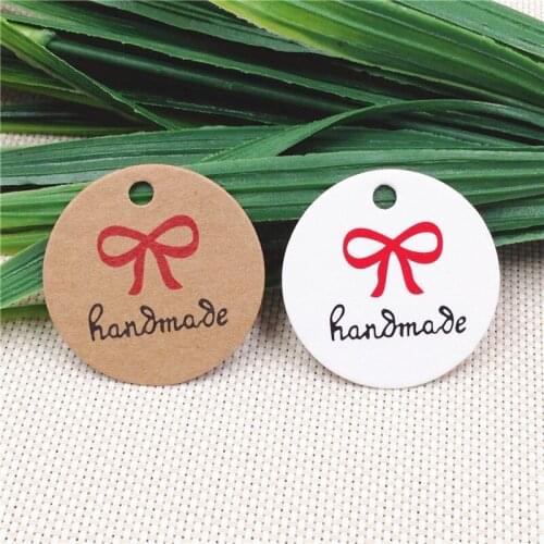 200Pcs 3cm Handmade Multi Style Labels Kraft Paper Tags Dessert Decoration Wrapping Supply Cookies Cake Favors Paper Hang Tags