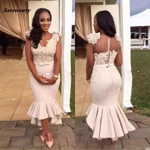 2021 African Sexy Deep V-Neck Satin Mermaid Bridesmaid Dresses Sheer Back Short Sleeves Cheap Plus Size Arabic Long P Gown