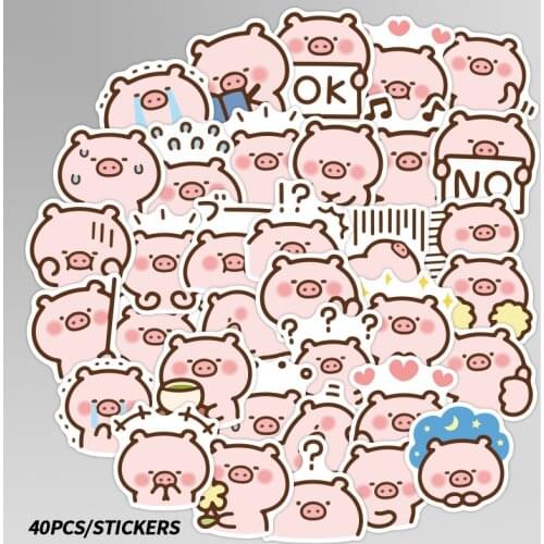 40Pcs Creative Self-made Pink pig Stickers/ Beautiful Stickers /Decorative Sticker /DIY Craft Photo Albums