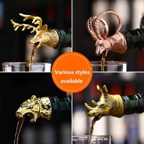 Zinc Alloy Deer Stag Head Wine Pourer Unique Wine Bottle Stoppers Wine Aerators Bar Tools Get Together Gift