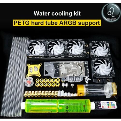 CPU + GPU water cooling whole kit with PETG tube ARGB lights copper radiator 240mm and 360mm