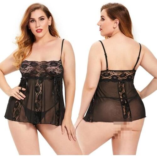 European And American Sexy Underwear Fat Woman Big Size Pajamas Sling Skirt Lace Lingerie Porno Q411