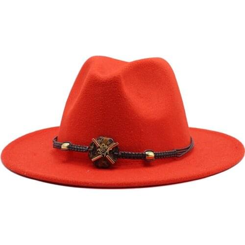 Seioum Women Men Wide Brim Wool Felt Jazz Fedora Hats Panama Style Cowboy Trilby Party formal Dress Hat Large Size Yellow white